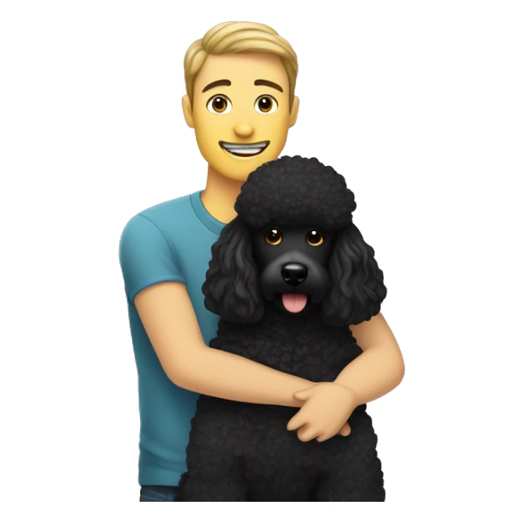  men with black haired and beard hugs her Black-Poodle-Black-dog sticker