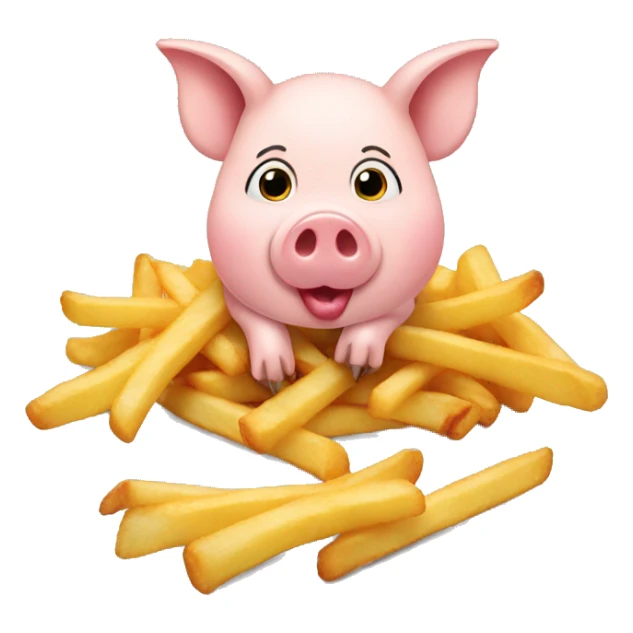 pig eat french fries sticker