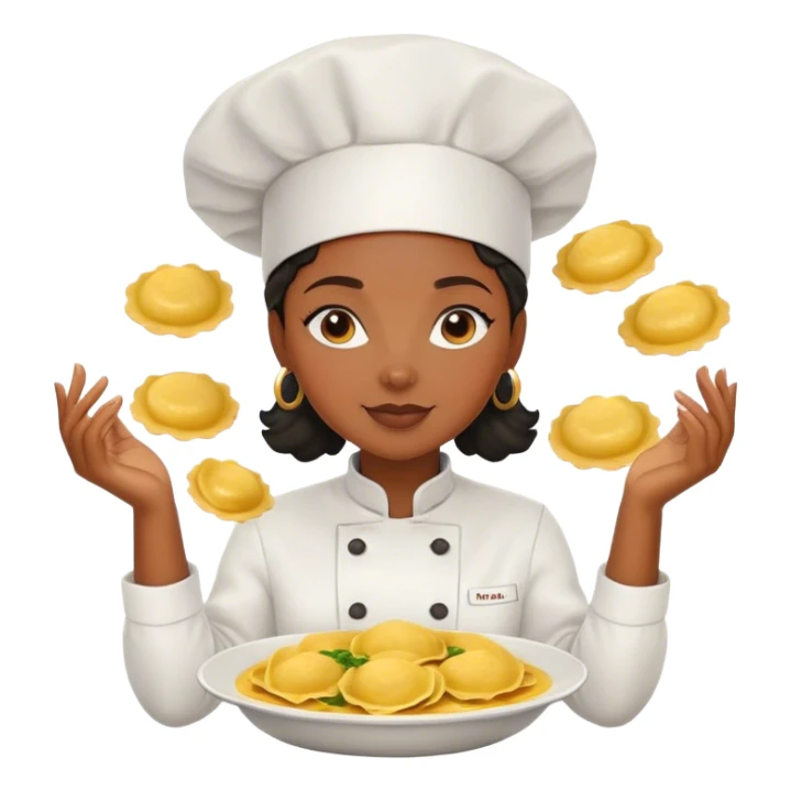 black female chef surrounded by ravioli sticker