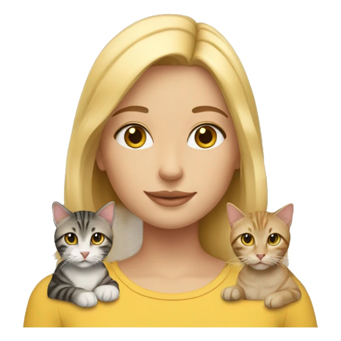 Blonde girl with two tabby cats sticker