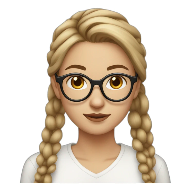 white women, light brown hair, big round glasses, high ponytail sticker