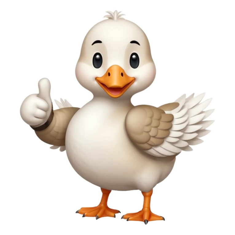 a chibi style adult goose character giving a thumbs up sticker