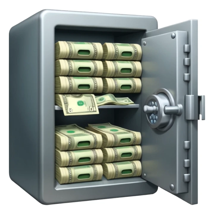 unlocked bank vault full of cash sticker