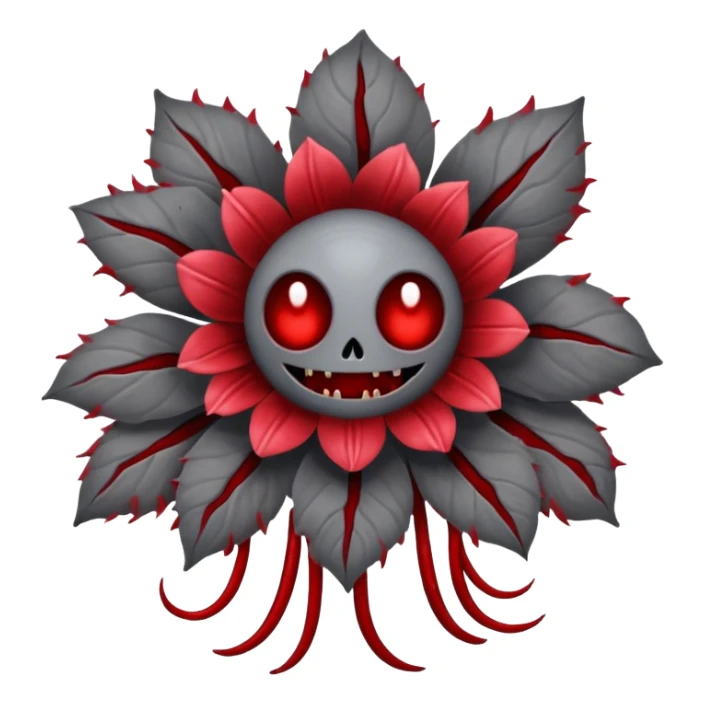 Grey creepy flower with red and blood on inside but as a monster sticker