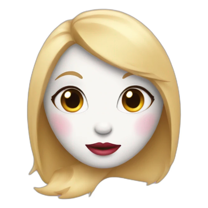 A female bunny with blonde hair and big lips, holding a heart sticker