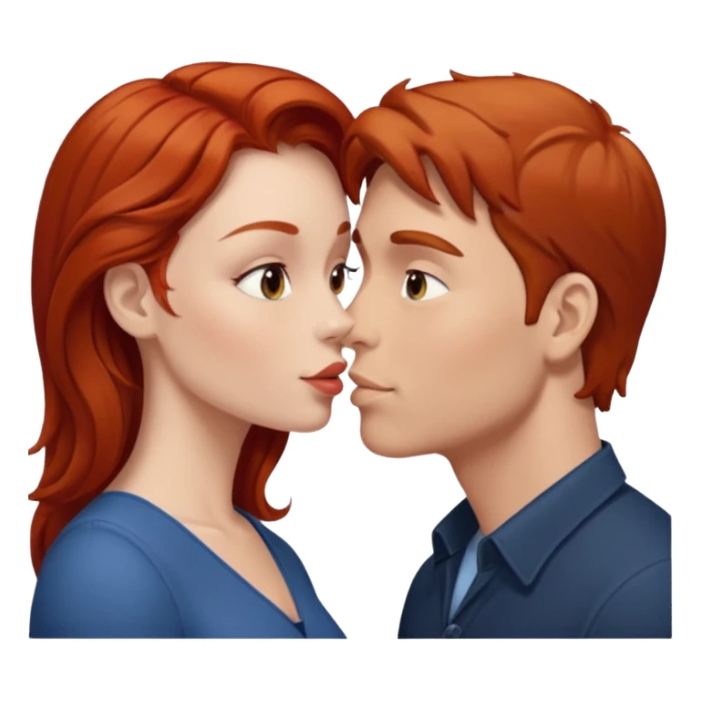 kissy face between white man with brown hair and redhead woman sticker