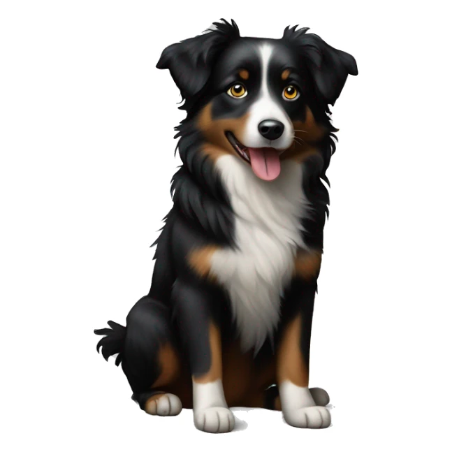 Small black australian shepherd dog painting art sticker