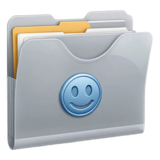 A **simple emoji-style icon** of a **frosted light-gray plastic folder** with **rounded corners**, **elastic string and button closure**, slightly translucent, clean front, subtle shading, and a **small tax/forms symbol in one corner.
 sticker