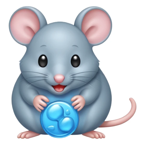 raton gris comiendo gomita redonda azul sticker