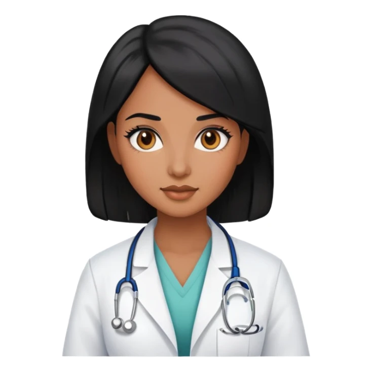 Black hair, brown skin, lady, doctor, pretty  sticker