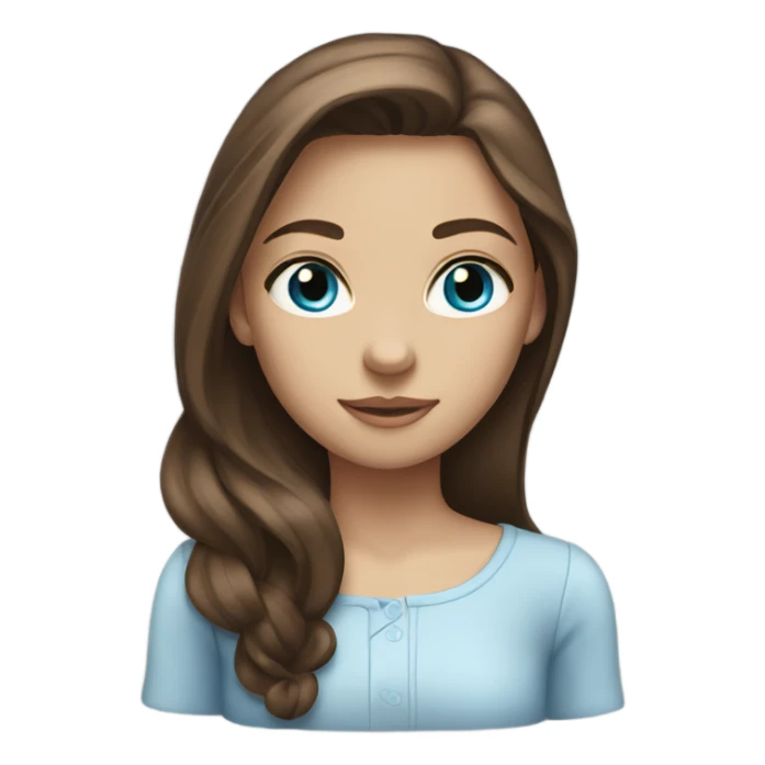 Girl with long brown hair and blue eyes sticker