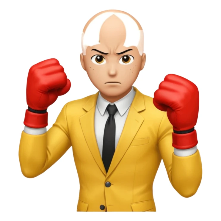 Angry Saitama with his red giant hand punching sticker