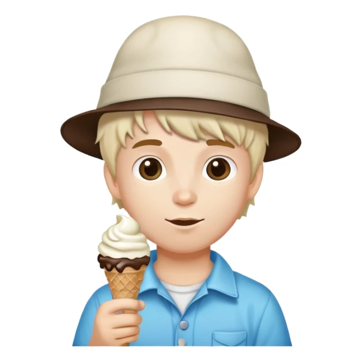 boy with ice cream scoop hair with a hat on  sticker