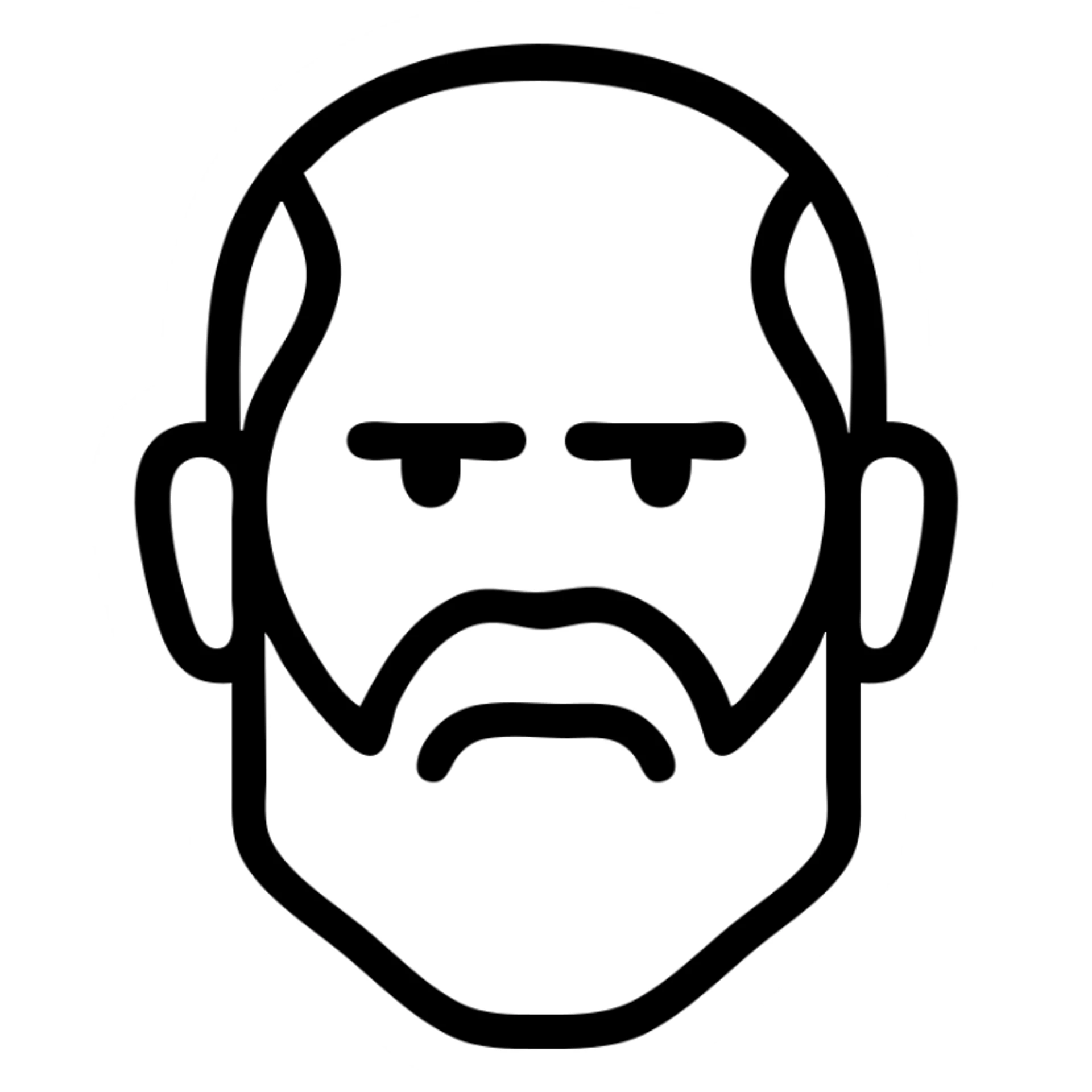 old man head, bearded, serious expression, dark color palette, detailed, icon style sticker