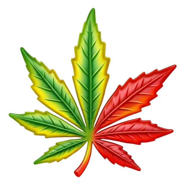 colorful shiny gusher gummy shaped like a cannabis leaf sticker