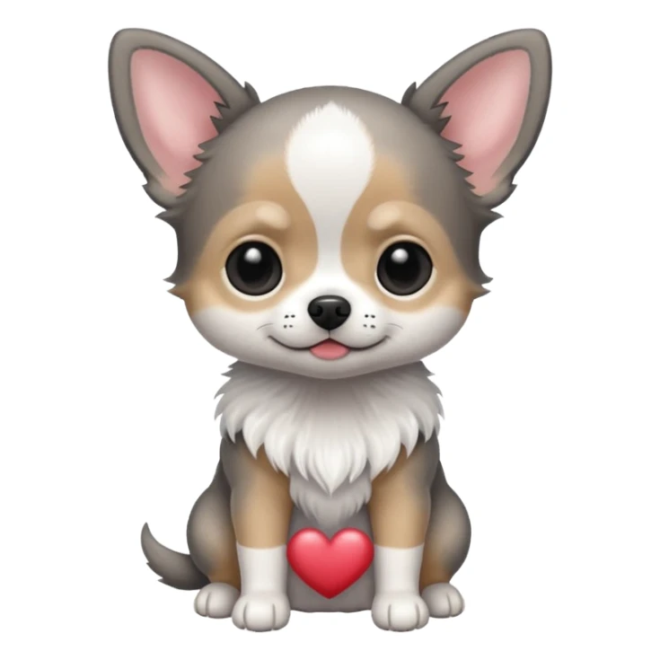 Grey - black -white baby Chihu dog sticker
