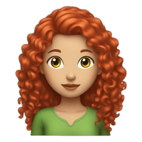 girl with long red curly hair and green eyes sticker