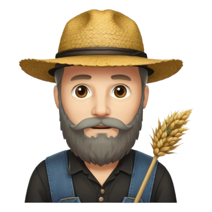 Puritan farmer male middle age with beard black clothes straw hat sticker