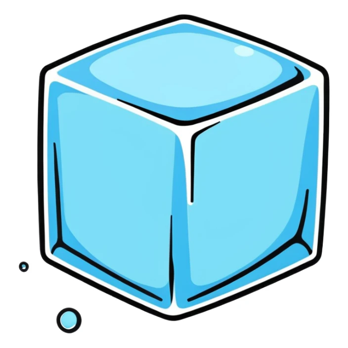 A shiny ice cube with small water droplets on the surface sticker