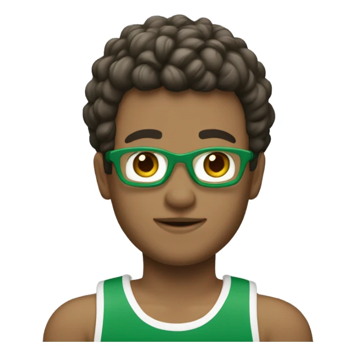 boneco de pele moreno de regata branca e cabelo verde  sticker