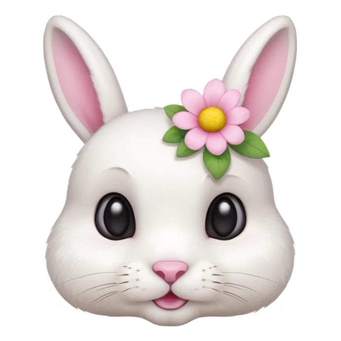 a cute white short haired rabbit head with a light yellow flower on its ears sticker