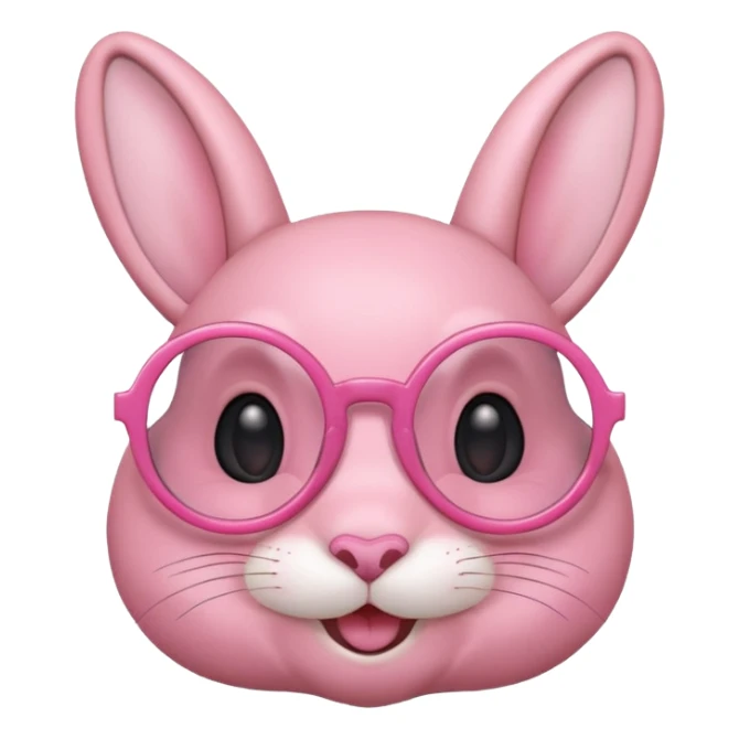 Pink bunny with big circular glasses, smiling, half body sticker