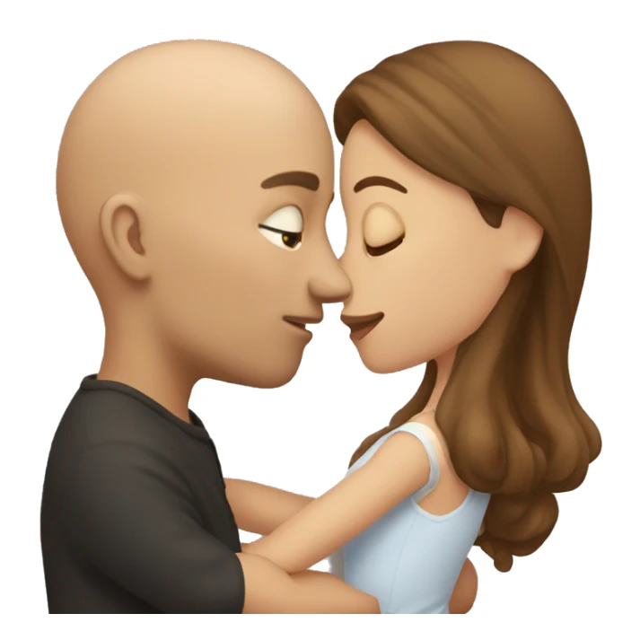 Bald man kissing brown haired girl sticker