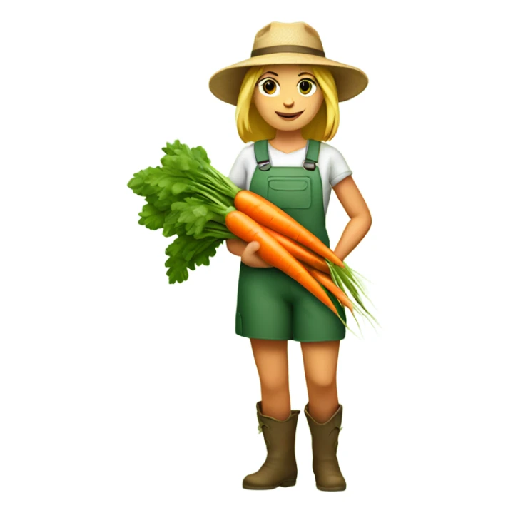 full body farmer girl holding carrots sticker