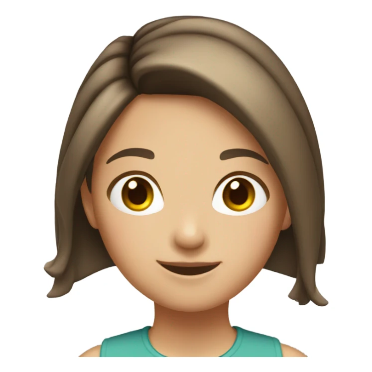 Girl with brown hair with a ponytale sticker