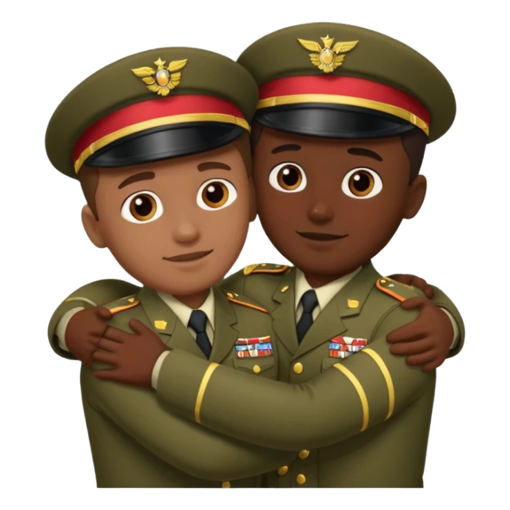 dos soldados dando es un abrazo de solidaridad de fraternidad sticker