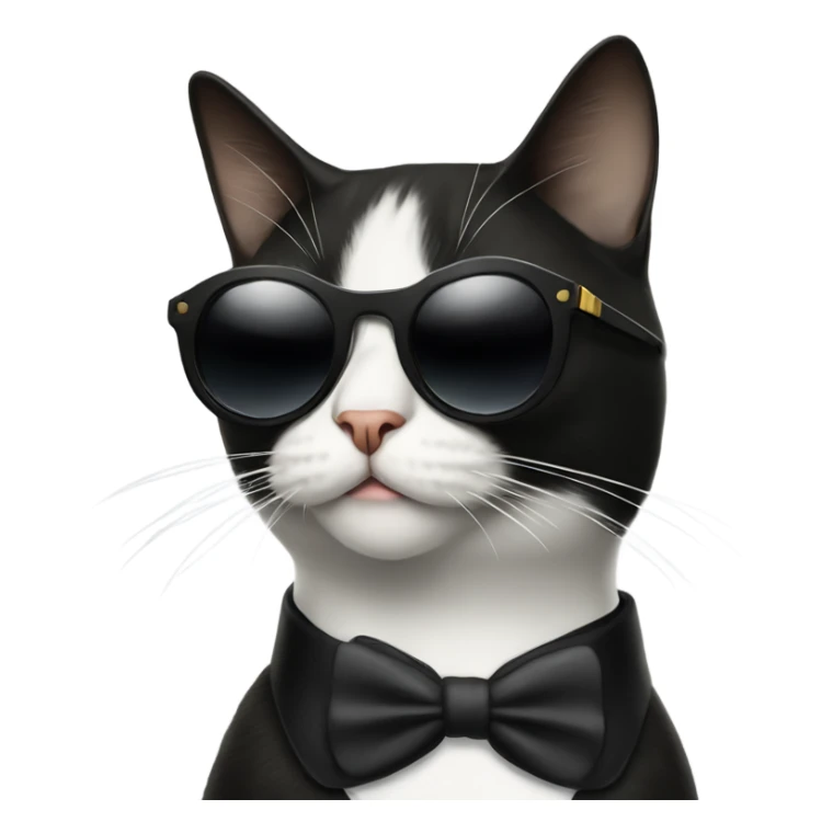 A tuxedo cat wearing sunglasses, smoking a cigar sticker