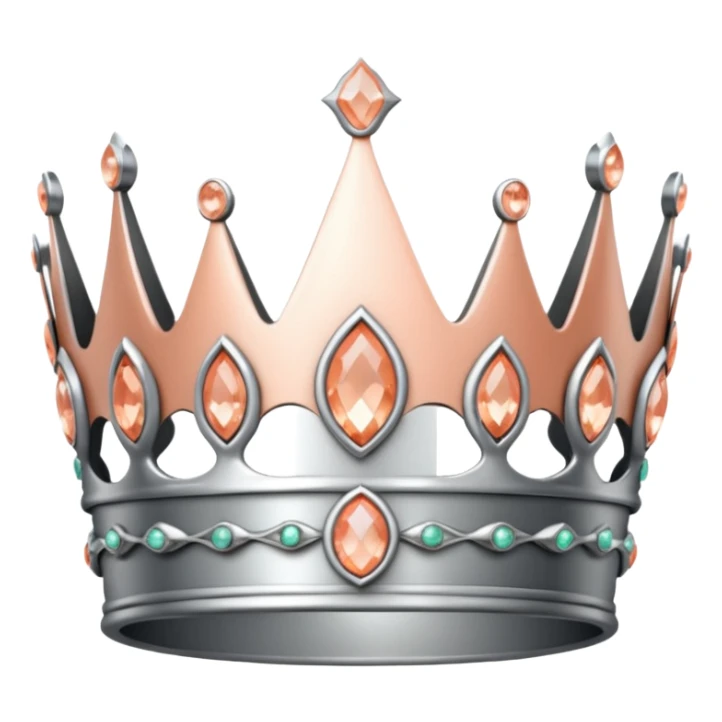 silver feminine crown with peach colored stones sticker