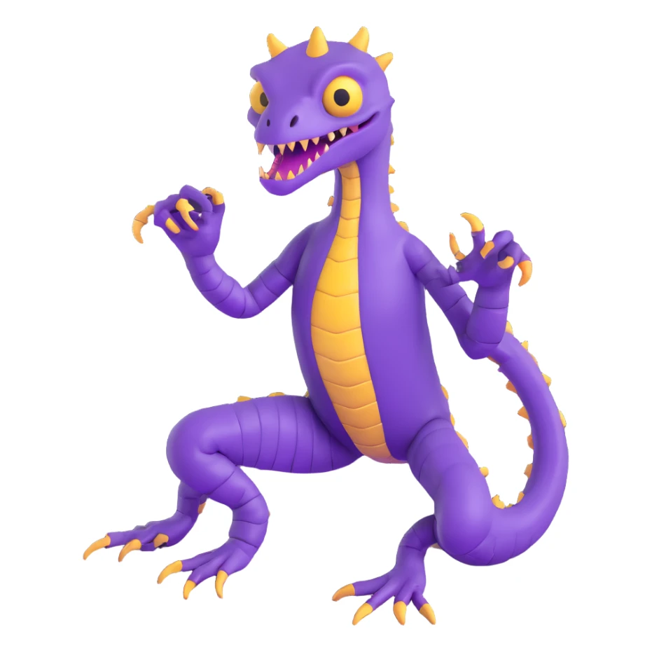 purple reptilian monster with multiple limbs like in Monsters Inc sticker