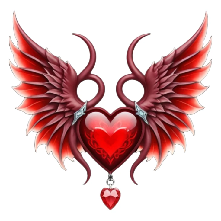 succubus wings, cryhstal heart  sticker