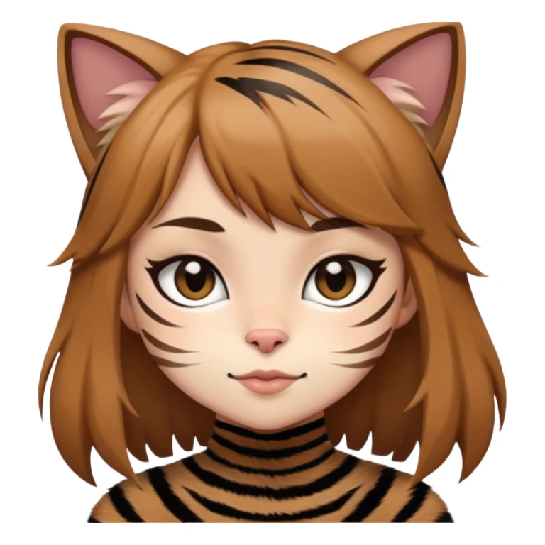 Catgirl with brown fur and black stripes sticker