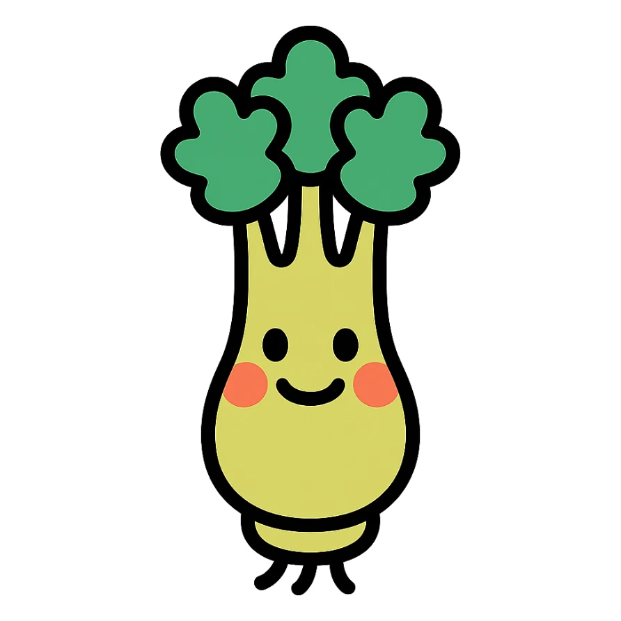 anthropomorphic celery icon with color outline sticker