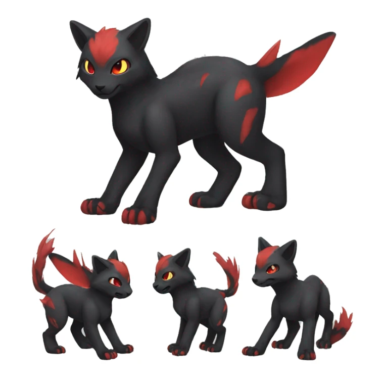 Cute cool black red animal hybrid Fakemon full body sticker