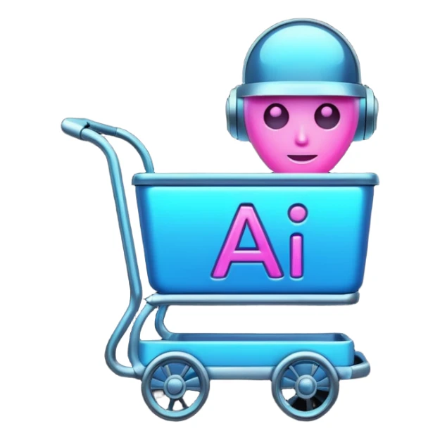 cart with a glowing AI sign sticker