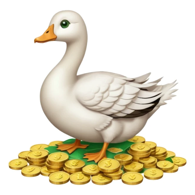 cute goose sitting on a pile of money sticker