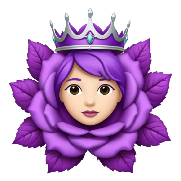 Purple rose with silver tiara and a purple emblem leaf wreath sticker