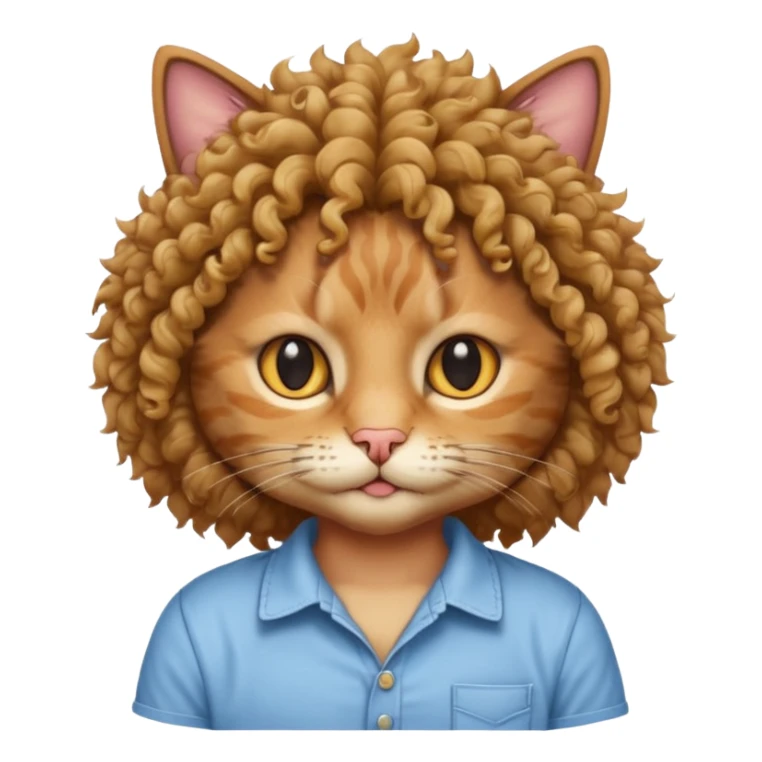 curly hair cat with shirts  sticker