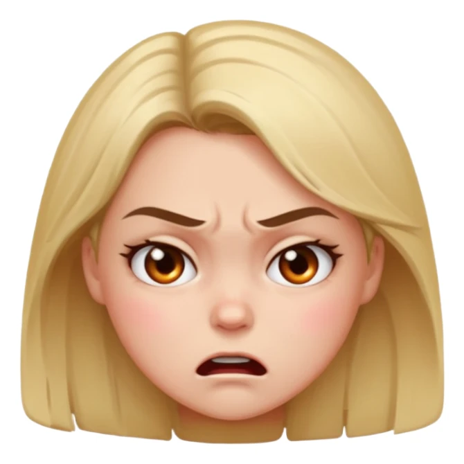 A 😡 but clamed dowe but keep the face expression and make it blushing and a girl sticker