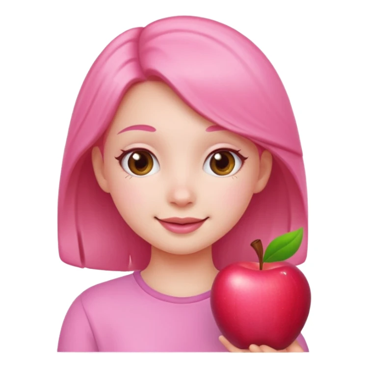 cute pink girl with cheerful pose. apple emoji style sticker