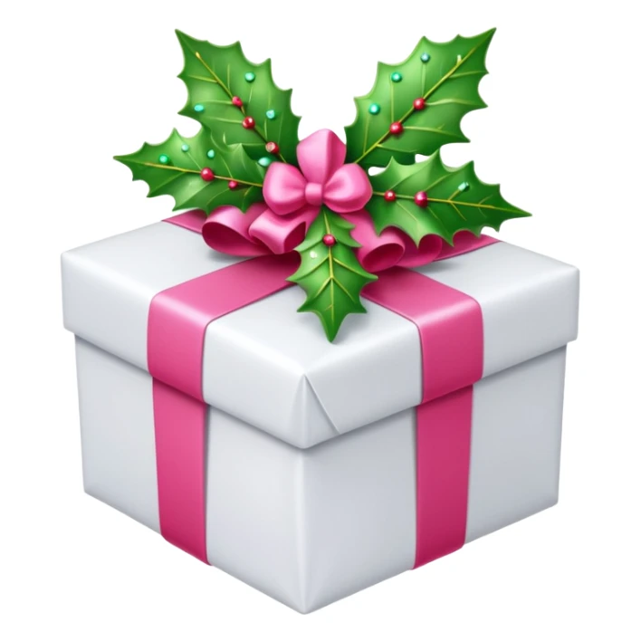 christmas gift with mistletoe magic color and peppermint pink bow sticker