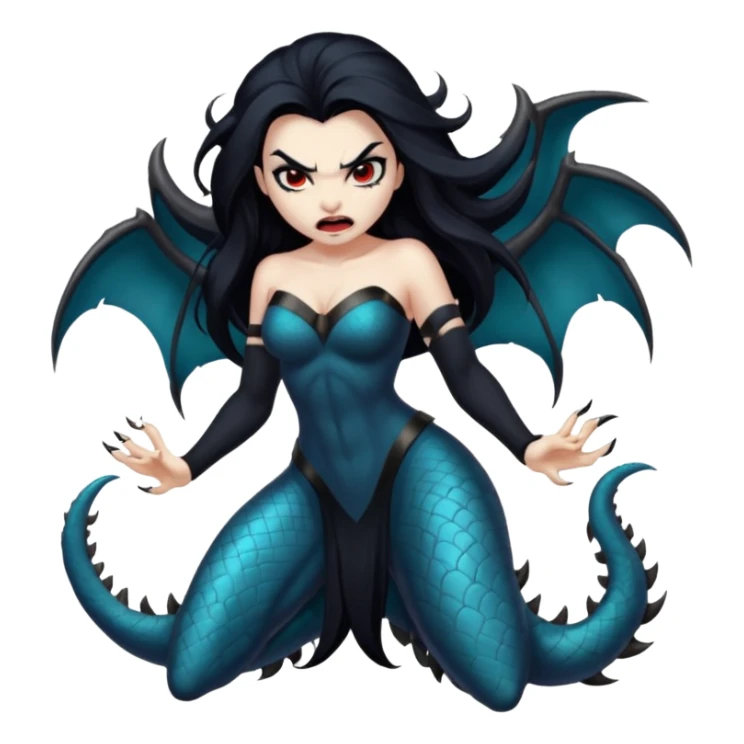 dark angry siren monster, full body sticker