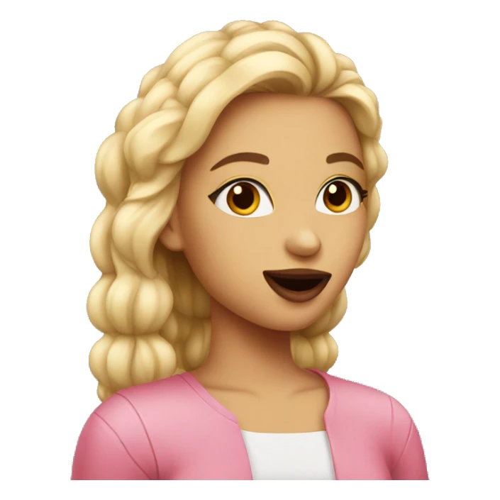 a girl holding lipstick sticker