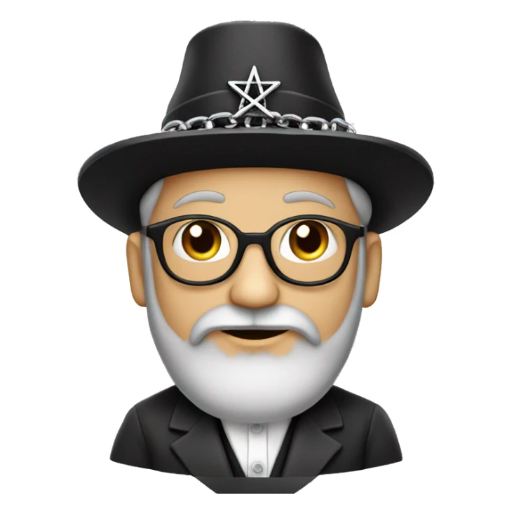 A rabbi wearing a chain necklace with the Star of David sticker