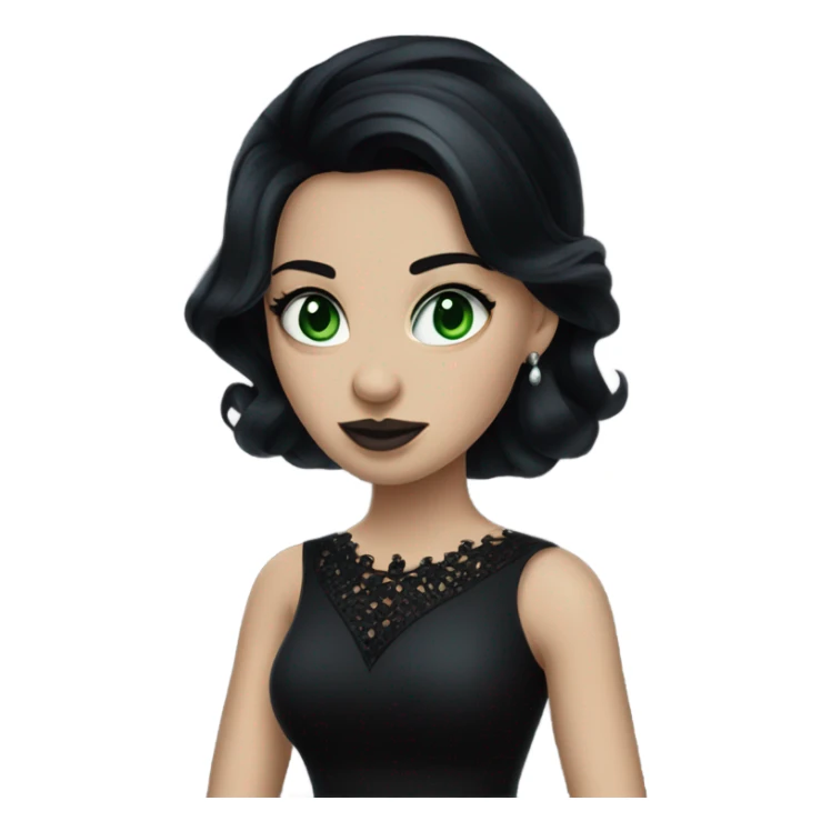 Goth disney princess with green eyes and black hair sticker