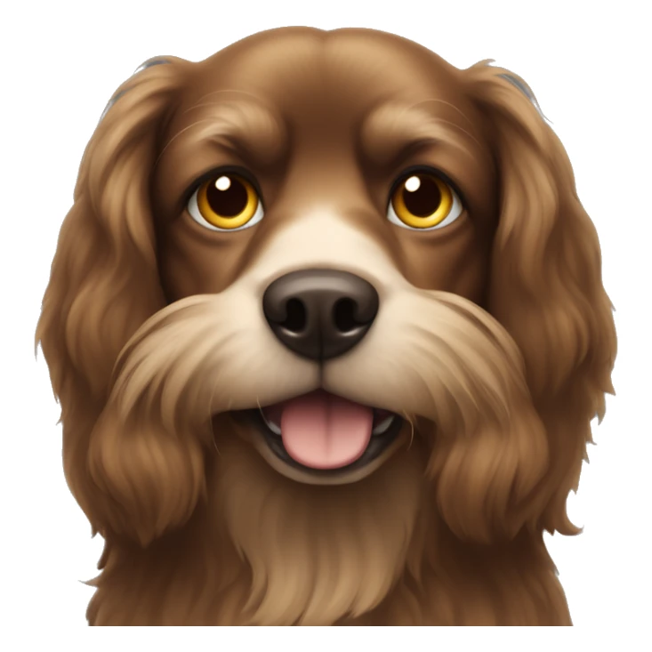 Brown long hair dog without white with yellow eyes sticker