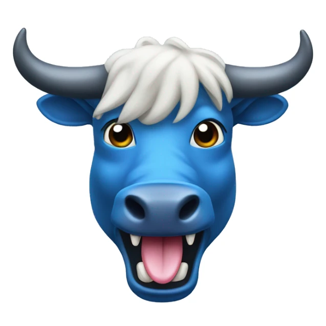Blue bull head with sticking out tongue sticker